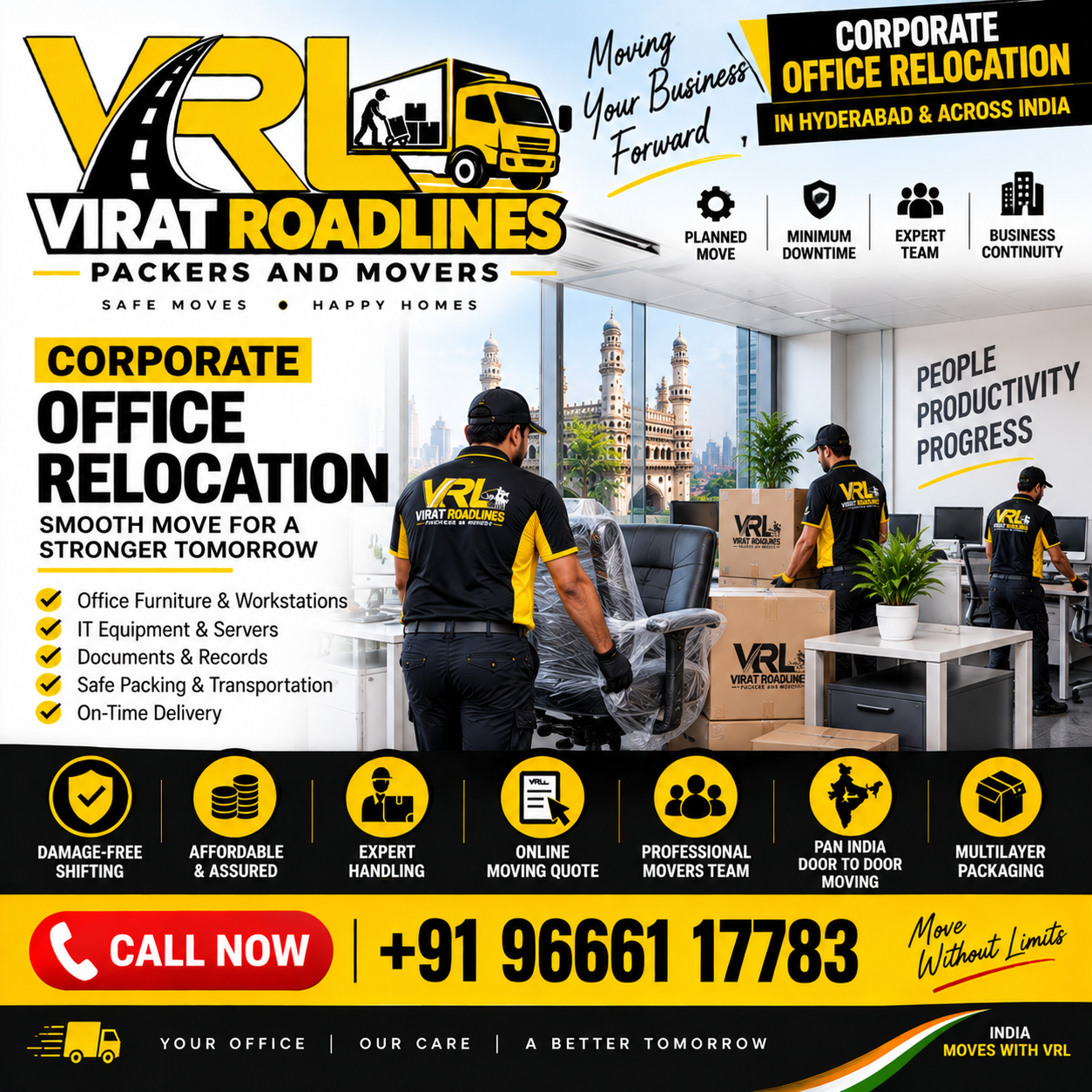 Corporate Office Relocation Services in Hyderabad by VRL Packers and Movers