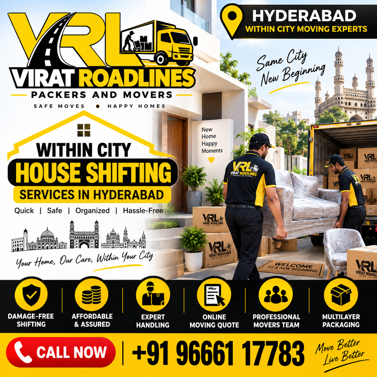 Within City House Shifting Services in Hyderabad by VRL Packers and Movers